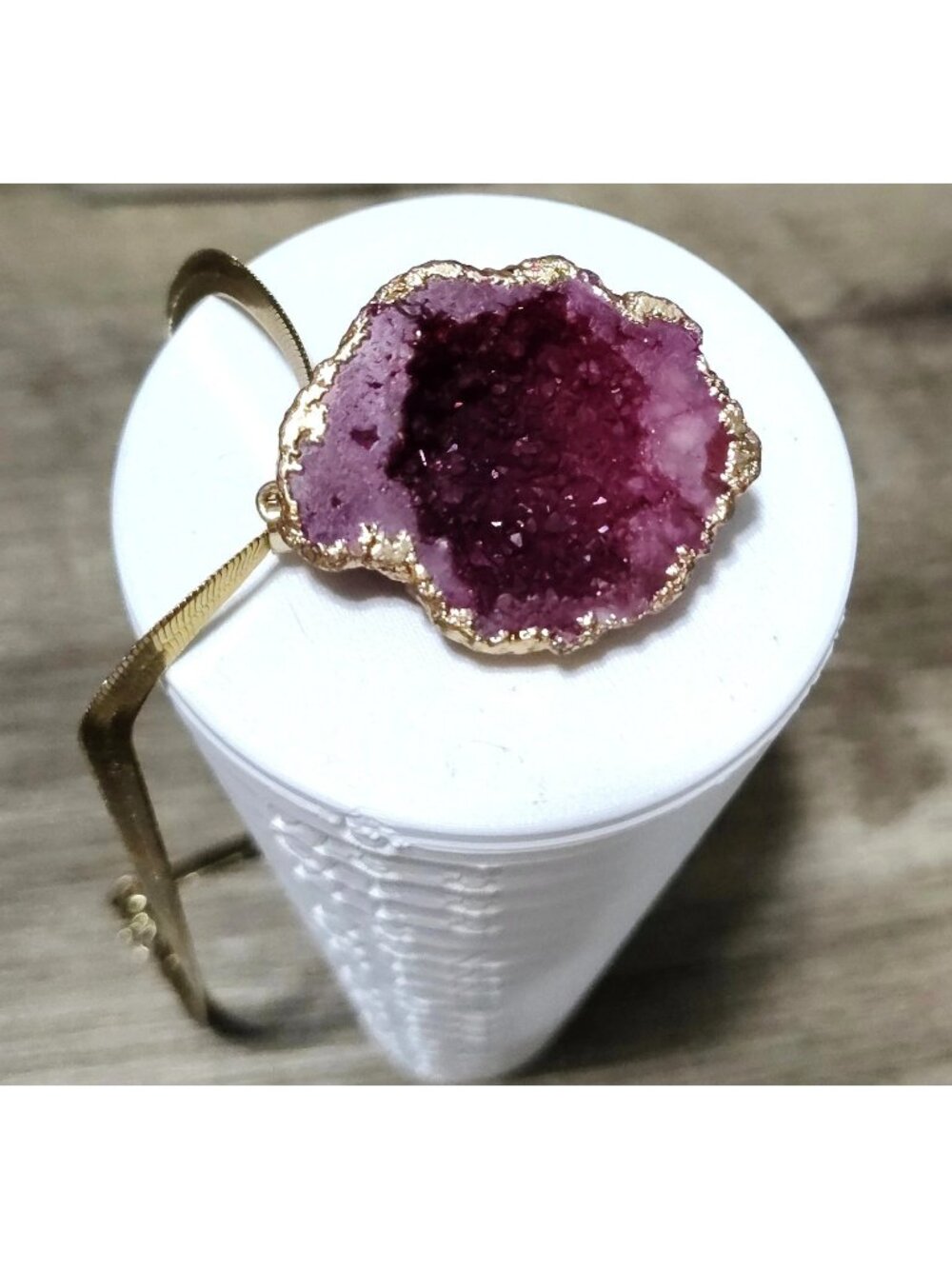 Chunky Plum Purple Geode Drusy Druzy Crystal Rock Pendant Necklace Statement